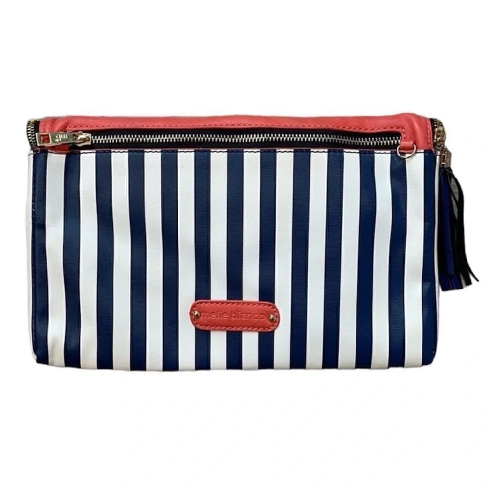 Striped Clutch with Coral Flap